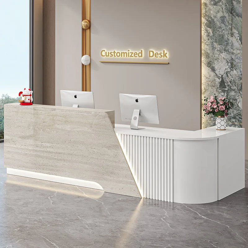 #Customized Aesthetic Desk Table Italian Style Classic Versatile Reception Desk Simple Trendy Kassen Theke Office Furniture
