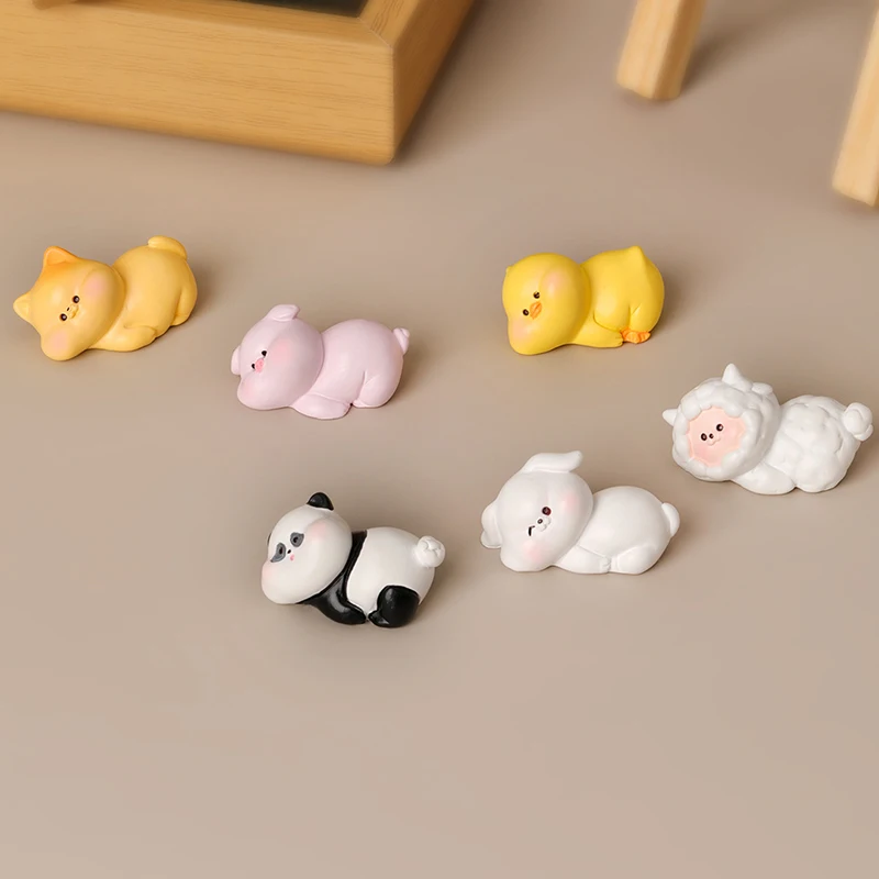 1Pc Cartoon Cute Bear Rabbit Cat Dog Duck Animal Figurines Miniature Desktop Car Ornament for DIY Decor Crafts Gifts