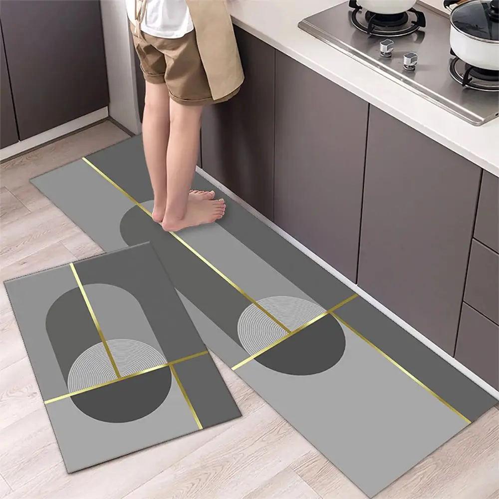 VIKAMA Washless Two-Piece Lightweight Mat Set - Kitchen Mat, Bathroom Entrance Absorbent Rug, Easy to Clean Home Decoration