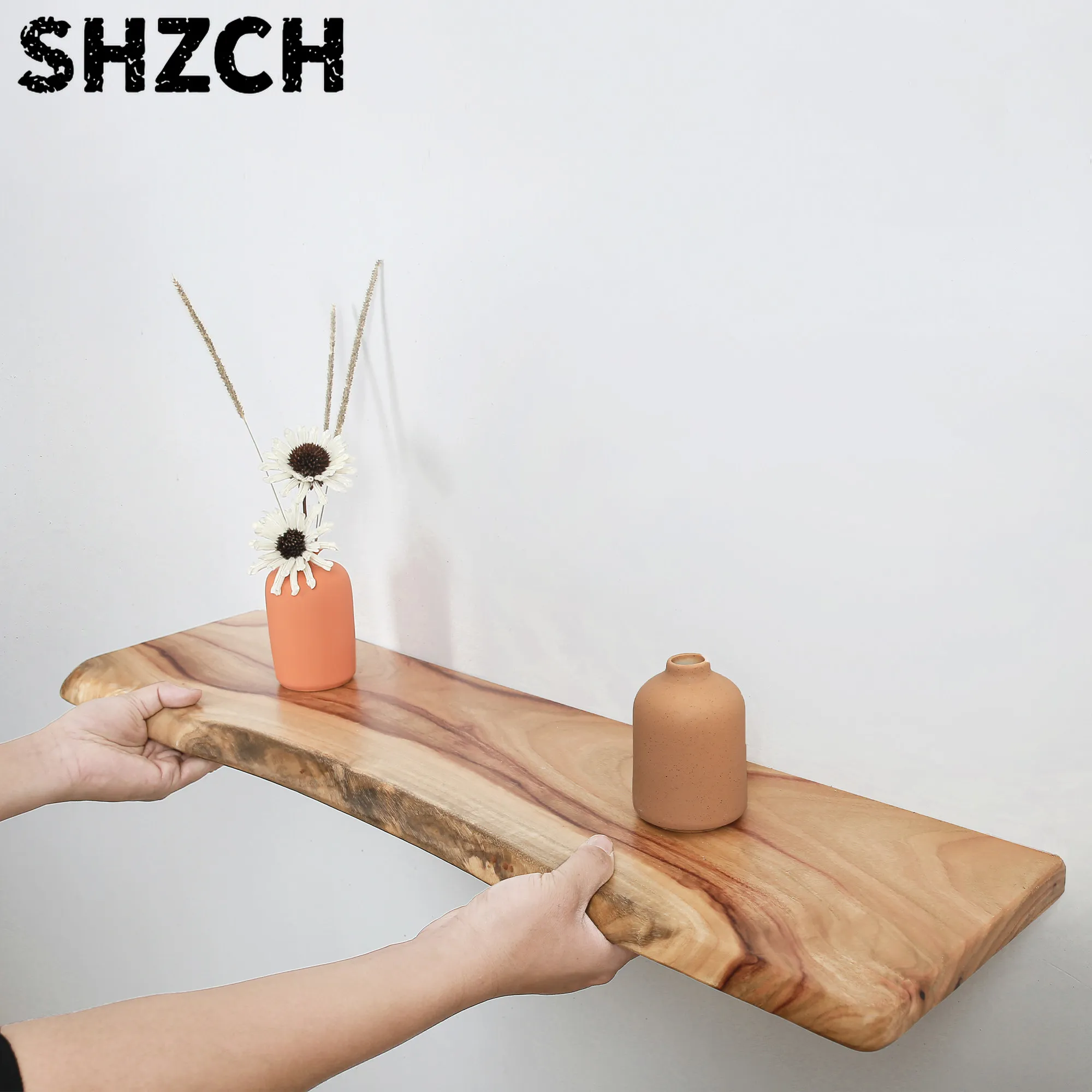 Wood Floating Shelves,Live Edge Wooden Shelf for Farmhouse Wall Decor,Shelves with Hidden Brackets,Hand Finished and Sealed