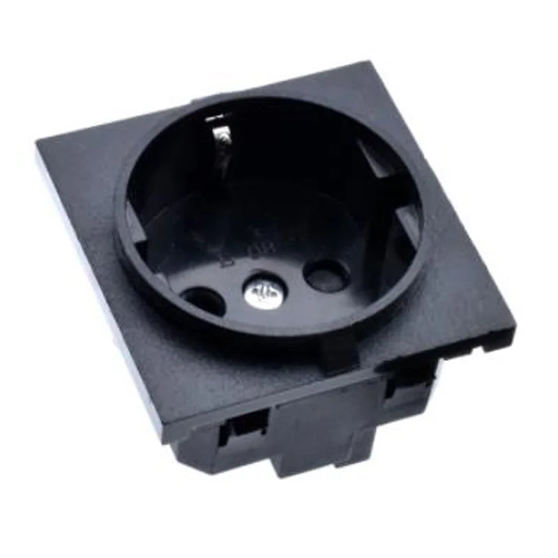 Zwart Wit 16A 250V 2P+E EU Duits Frankrijk 4.8MM Ingebouwde AC-stopcontactmodule Socket met aarddraad Industriële vrouwelijke stekker