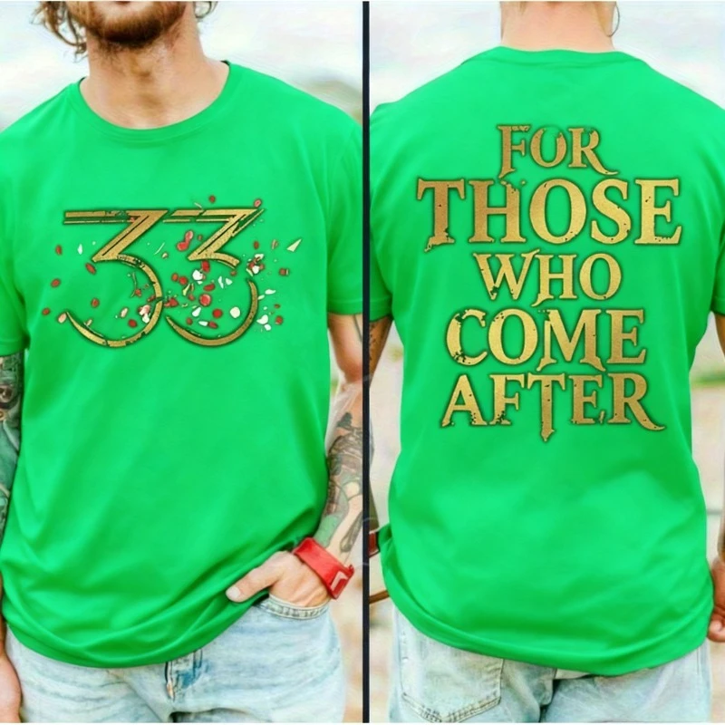 تي شيرت ألعاب Claire Obscur Expedition 33 إصدار محدود باللون الأسود الذهبي رقم 33 مطبوع من الأمام والخلف للجنسين إصدار جامعي