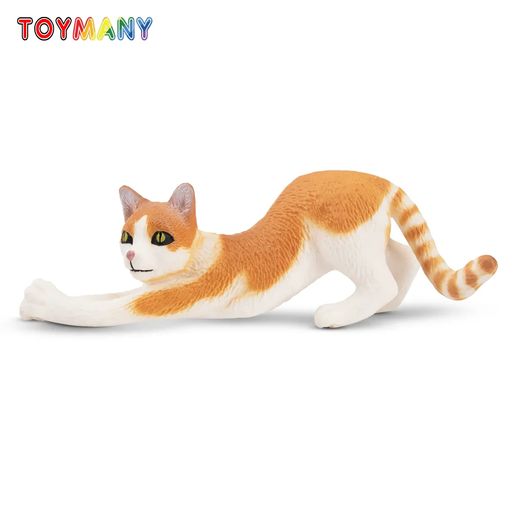 

Toymany Simulation Stretching Ginger and White Cat Pet Animal Model Toy Mini Figures Dolls Action Figurines Toys Children Gift