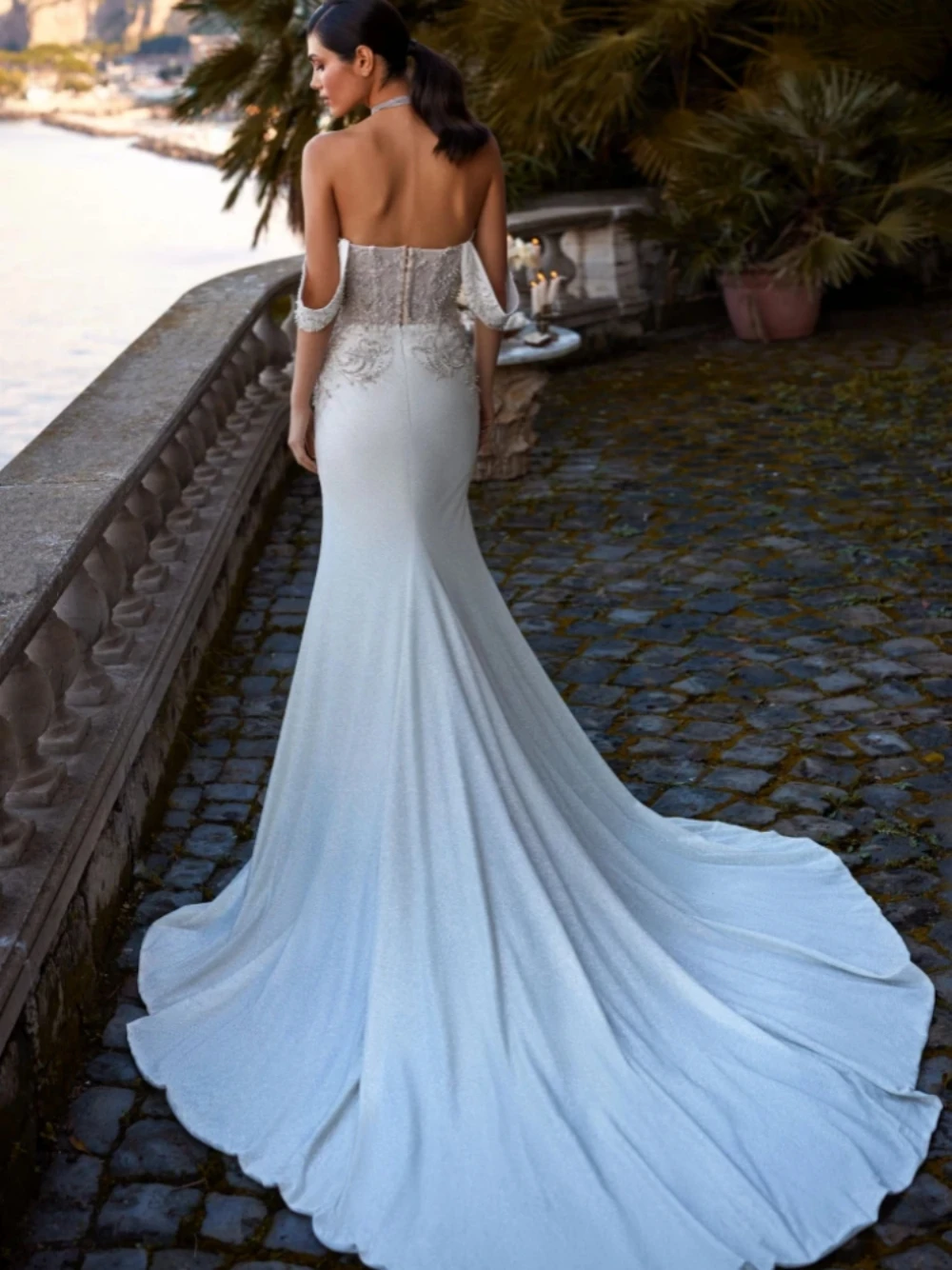 Romantische Schatz Hals Braut Robe funkelnde Perlen Pailletten Brautkleid elegant gerade lange Hochzeits kleid Robe de Mariée