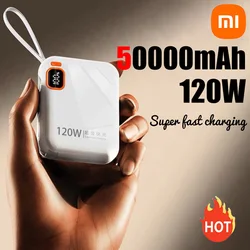 Xiaomi 120W 50000mAh Przenośny Power Bank Kabel o dużej pojemności Dwukierunkowe szybkie ładowanie Mini Powerbank dla iPhone Samsung ﻿ Nowy