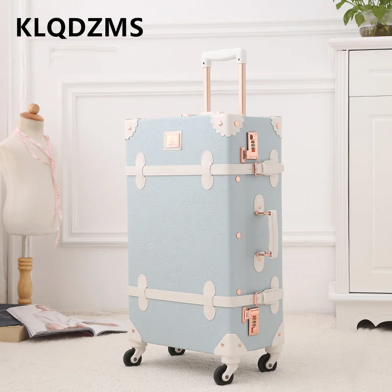 

KLQDZMS 22"24"26"28Inch Luggage 20 Inches Boarding Case Set of Women's Trolley Bags Large-capacity Password Box PU Suitcase