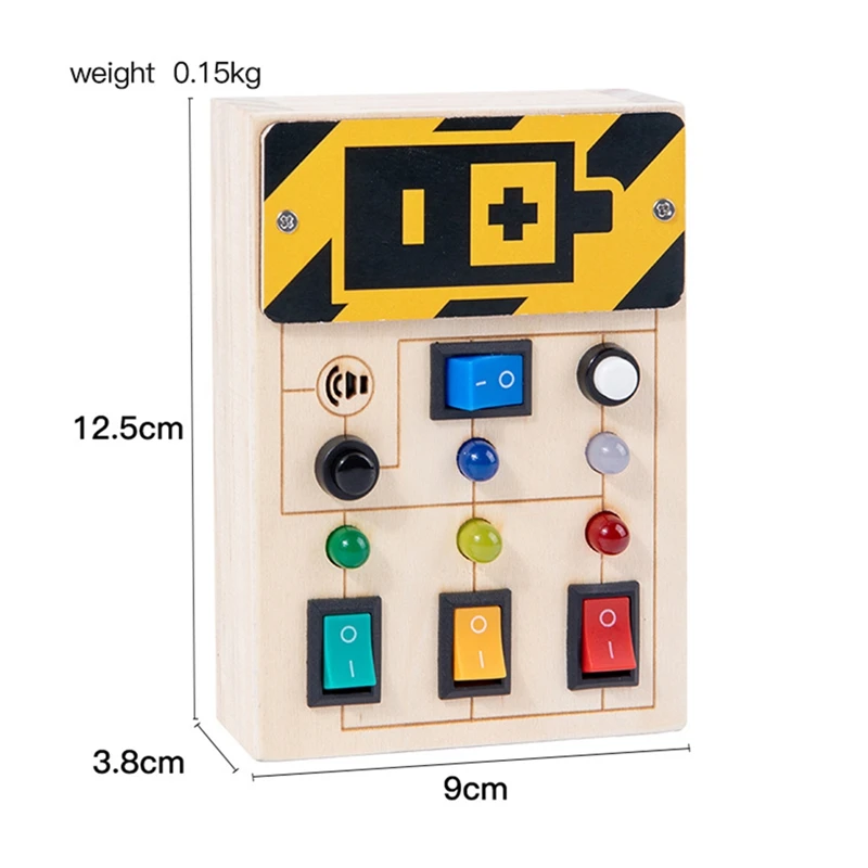유아용 전원 몬테소리 나무 비지 보드, LED 라이트, 목재 색상, 1-3 세 토글 스위치 장난감, 1 개