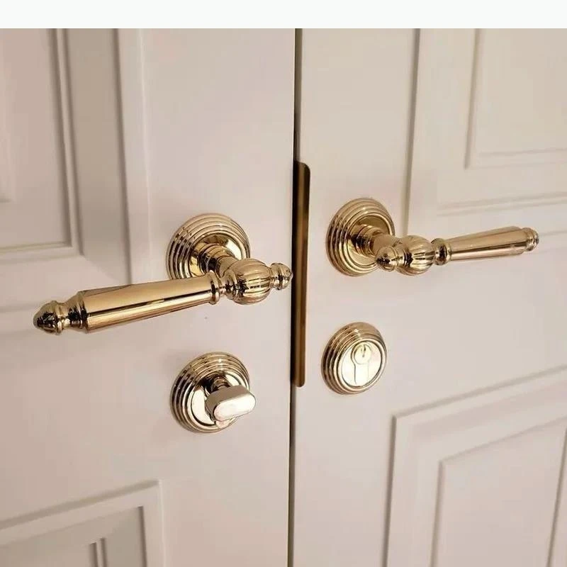 

Zinc Alloy Double Door Lock Bedroom Safety Silent Locks Universal Split Lock Wooden Handle Door Locks Hardware Accessories