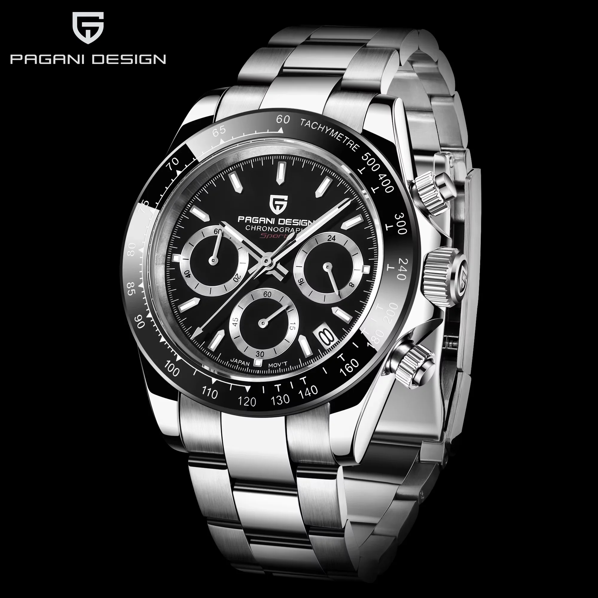 PAGANI DESIGN New Ceramic Bezel Men Quartz Wristwatches Luxurys Sapphire Glass Chronograph 100m Waterproof Stainless Watches Men image 3