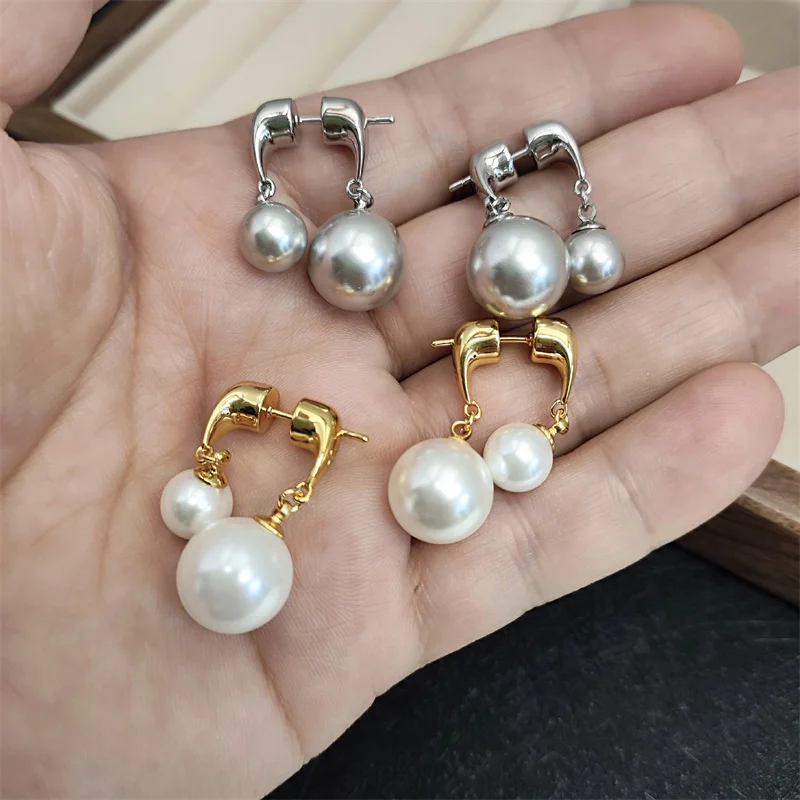 

French Light Luxury Vintage Size Pearl Earrings FOR Women Internet Celebrity Ins Anchor High-end Top Quality Elegant Jewelry