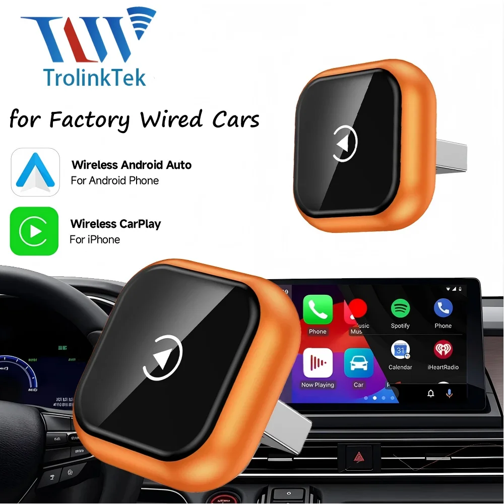 

Беспроводной адаптер CarPlay и Android Auto 2-в-1: USB-донгл для преобразования проводного подключения в беспроводное, для автомобилей с проводным CarPlay