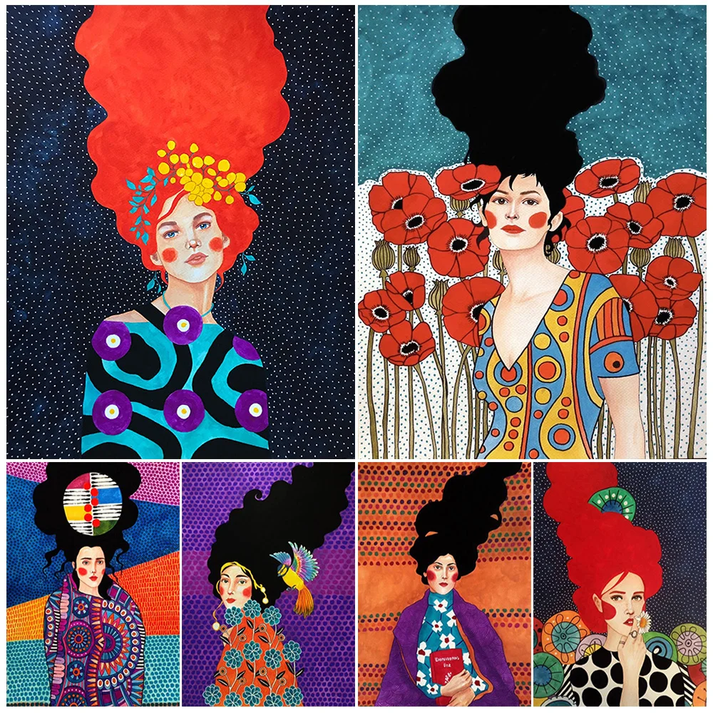 

Colorful Girl Flower Watercolor Modern Woman Poster Wall Art Canvas Painting Home Decor Wall Pictures For Living Room Unframed