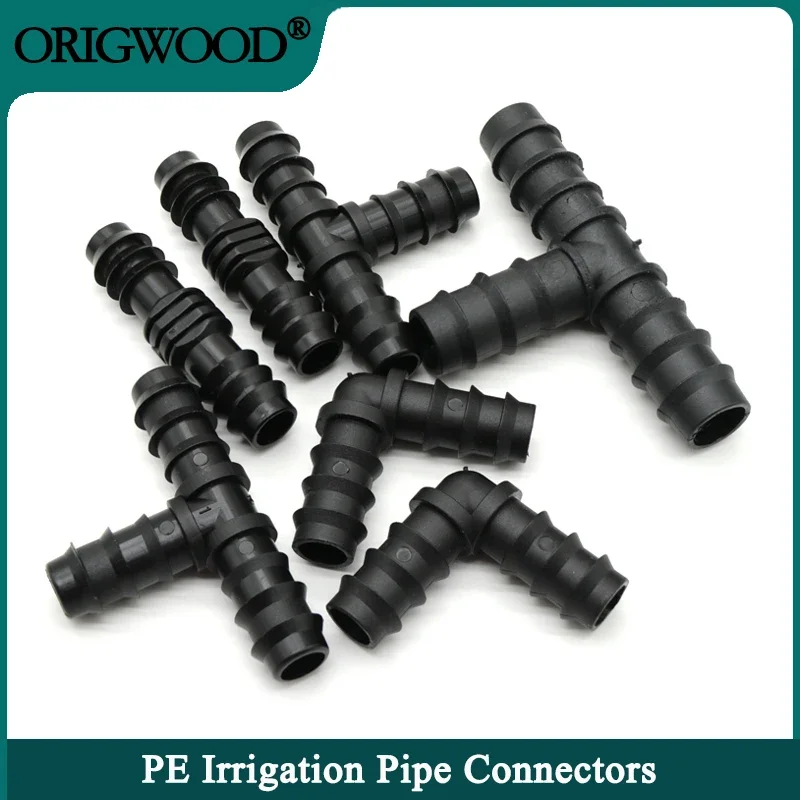 

10pcs Greenhouse PE Pipe Connector 16 20 25mm Tee Straight Elbow Plug Micro Spray Irrigation Accessories Irrigation Pipe Fitting