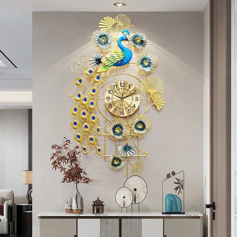 Wall Clock Living Room Peacock Decorative Clock Fashion Personality and Creativity Chinese Style European Entry Lux Clock