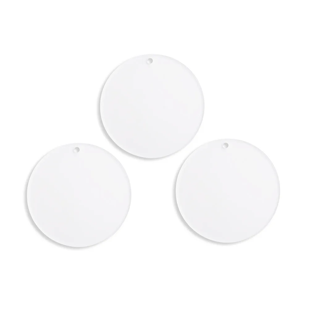 10pcssss 5-10cm discos circulares acrílicos fundidos transparentes placa redonda artesanato em branco bauble acrílico transparente árvore de natal pingente diy