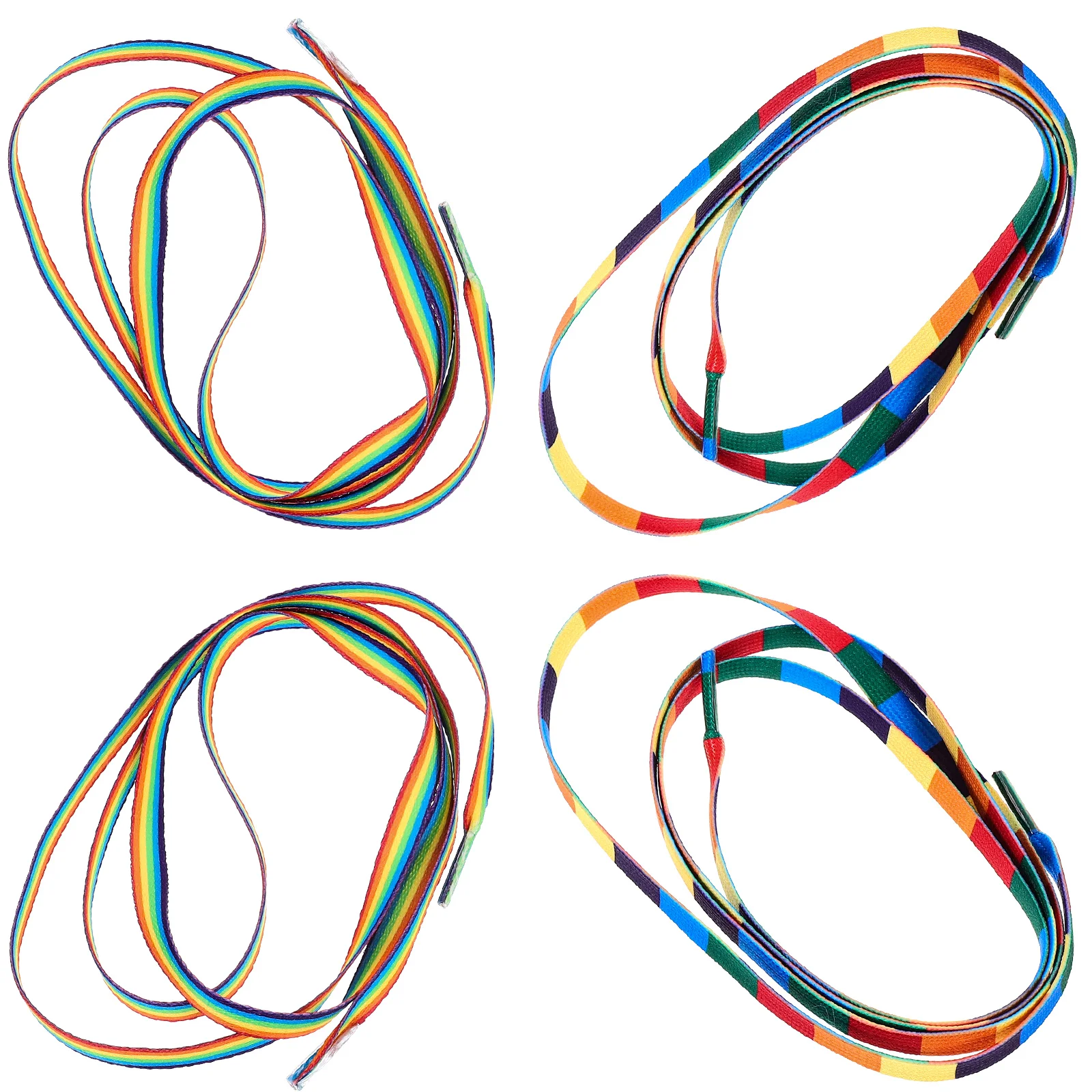 4Pairs Rainbow Shoelaces Durable Sneaker Laces Flat Shoe Straps for Sports Sneakers Adults Colorful Personalized Shoelaces