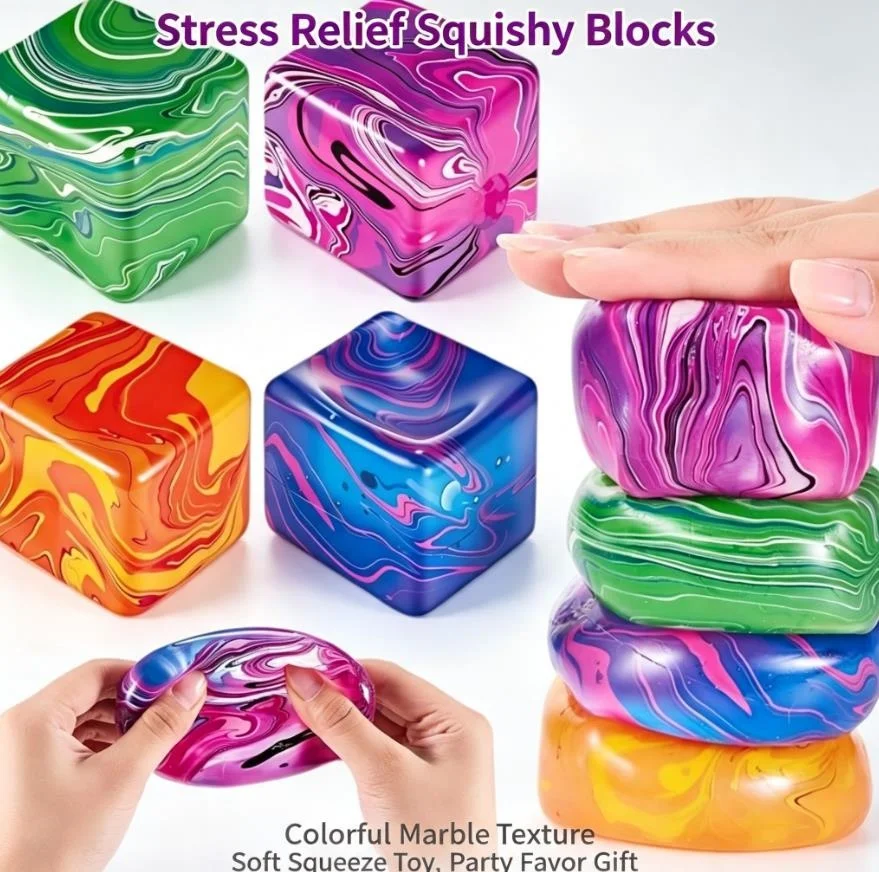 Colorful Frosted Square Pressure Reducing Squeezed Ice Cubes Maltose Slow Rebound Adult Gift DIY Accessories Office Decoration