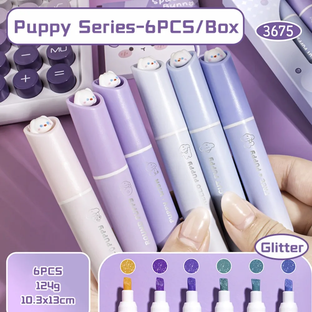 

6 шт./компл., мягкая цветная флуоресцентная ручка, защита глаз, метка, клавишные точки, художественный маркер, ручка-хайлайтер большой емкости