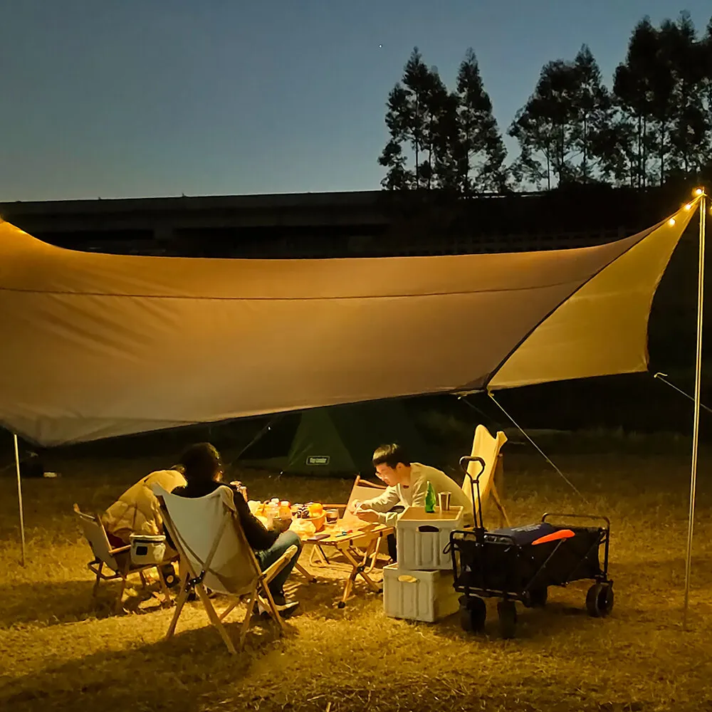 Toldo impermeable lona plata negro para exterior, refugio solar - imagen 5