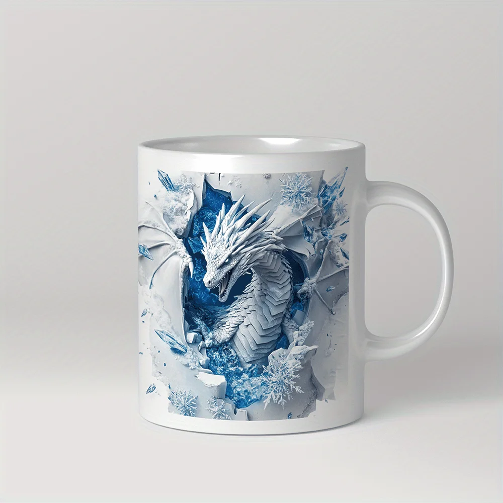 Ice Dragon Mug - Unique Ceramic Mug with 3D Effect Design, Perfect Gift for Fantasy Lovers and Everyday Use