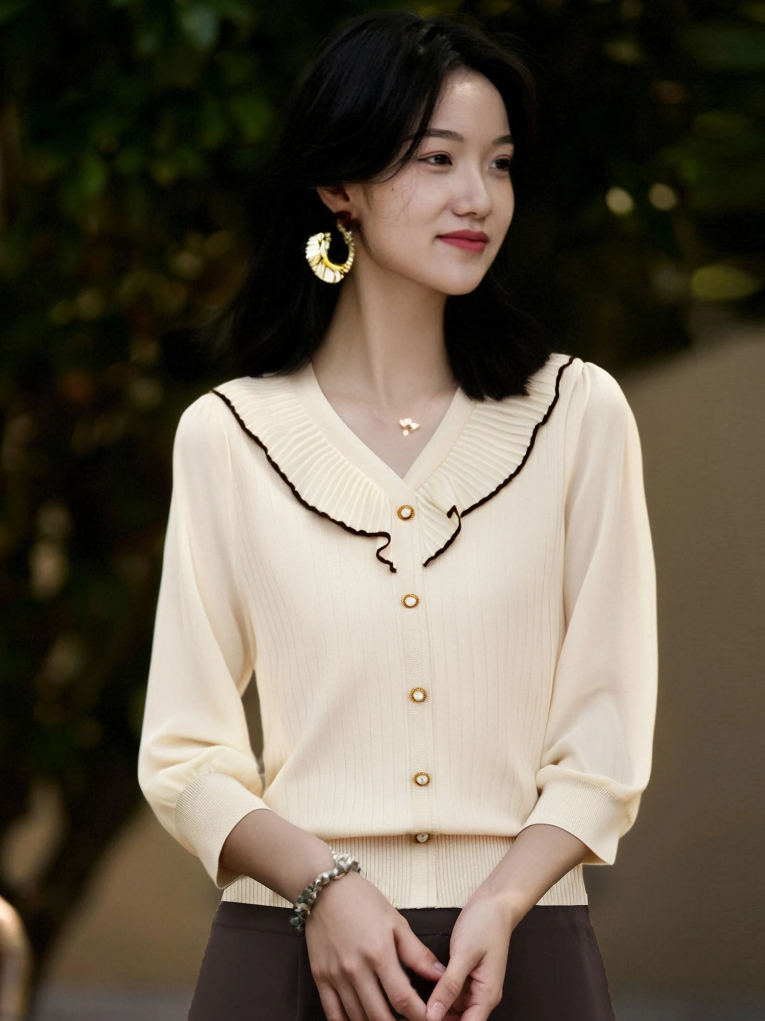 

Вязаный топ Qianyun Nine из ледяного шелка, свободный, тонкий, укороченный, для женщин, омолаживающий, для похудения, для повседневной носки