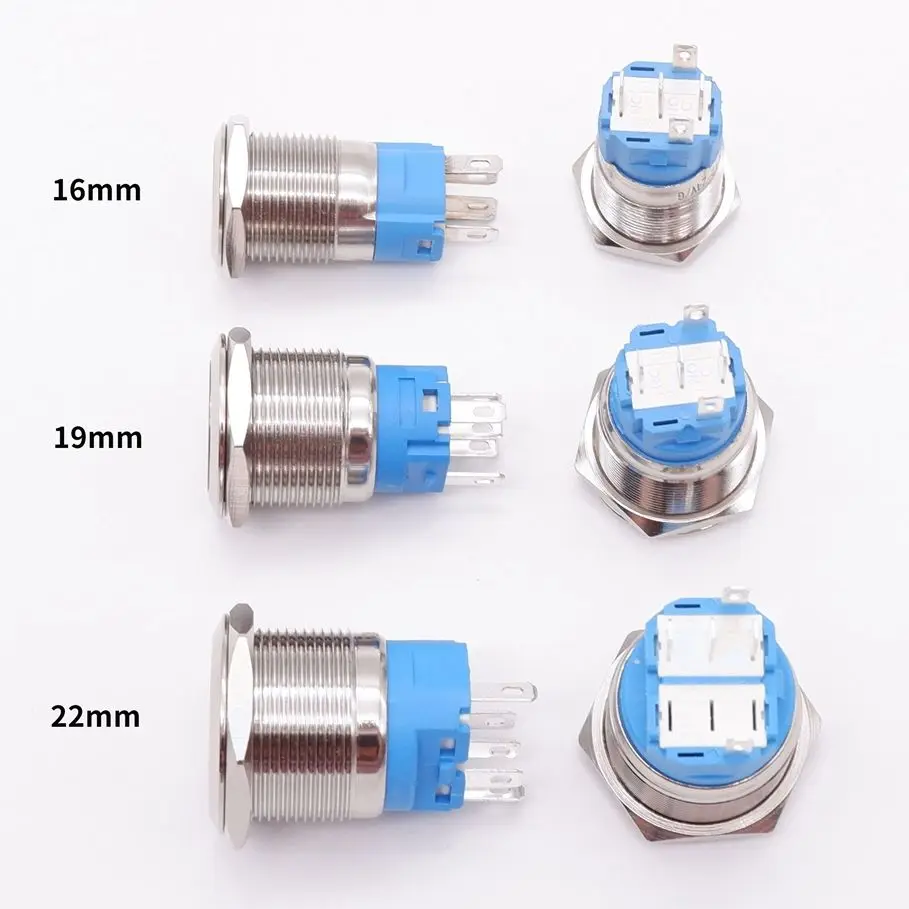 16/19/22mm Push Button On Off Power Start Stop Car Ignition Switch Waterproof Led Light Fixation Reset With Socket Flat 12V 220V