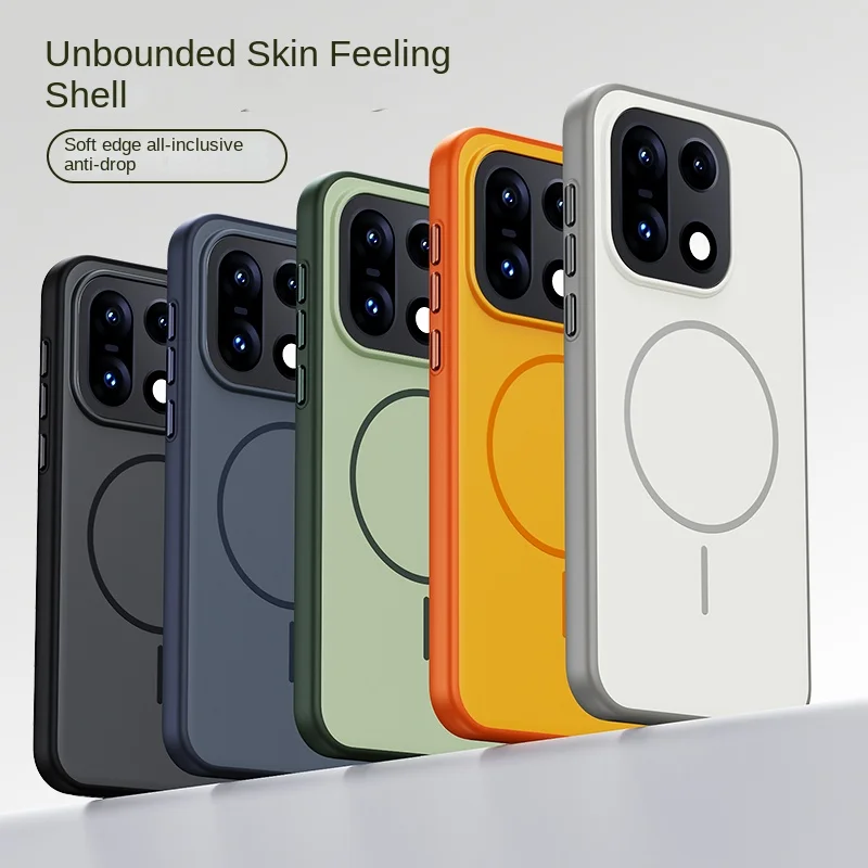 

Чехол для телефона OnePlus 15, MagSafe, магнитная беспроводная зарядка, металлическая независимая кнопка, простой противоударный чехол для ПК с ощущением кожи