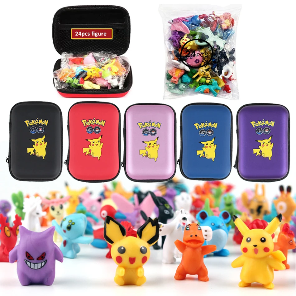Juego de minifiguras de Pokémon de 24 piezas, juguetes de monstruo de bolsillo de Pikachu y Pokeball para niños, modelo coleccionable de Anime, regalo de elfo Poke para niños