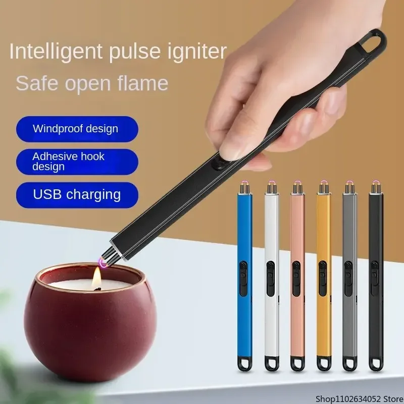 Windproof Creative Electronic Cigarette Lighter Arc Ignition Hook Design Safe No Open Flame Candle Aromatherapy Kitchen Lighter