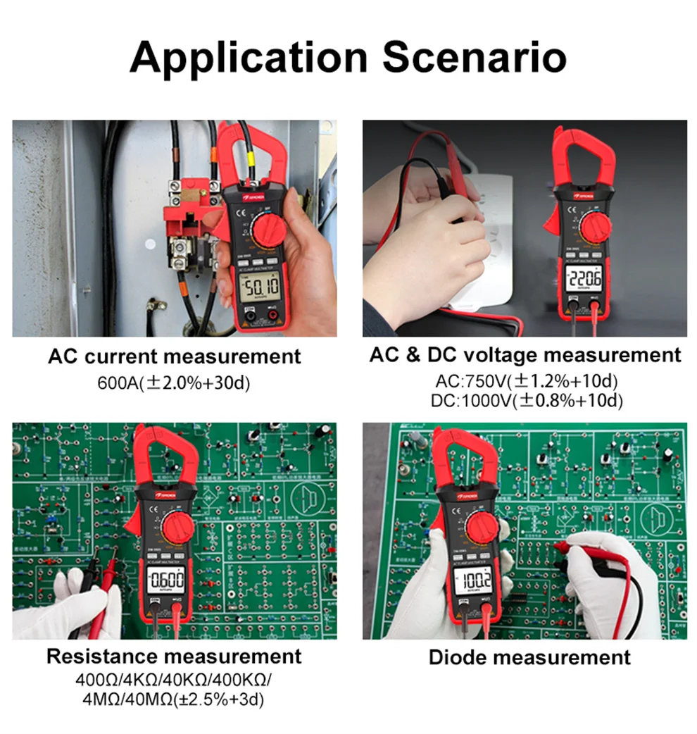 UNIT Digital Clam Meter 600A AC Current Ammeter NCV 1000V Voltmeter True RMS Smart Plier 4000 Counts Ohm Diode Resistance Tester