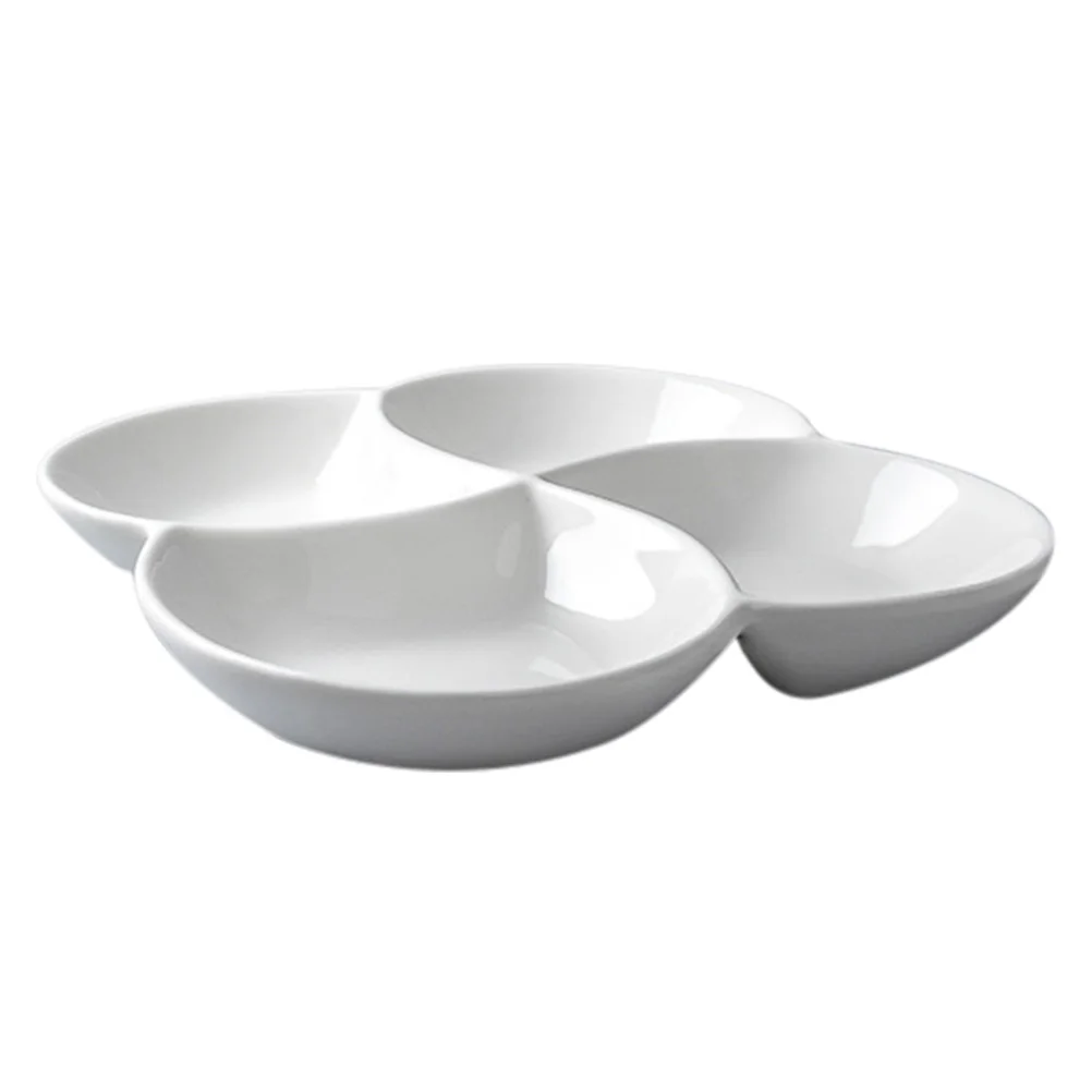

Premium Multi-Grid Snack Plate Dried Fruit Storage Dish White Hard Melamine Household Food Serving Tray Candies Container