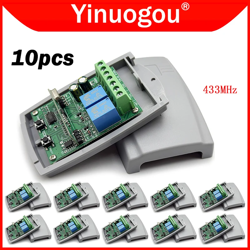 

10PCS 9V-24V Universal Garage Door Remote Control Receiver 433MHz Fixed Code Rolling Code Relay Transmitter Garage Gate Control