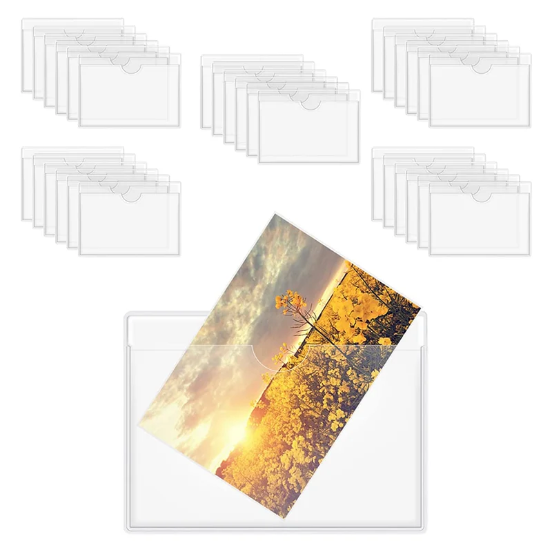 360 個の自己粘着ラベルホルダーカードポケットラベルホルダークリアライブラリカードホルダートップオープンインデックスカード用