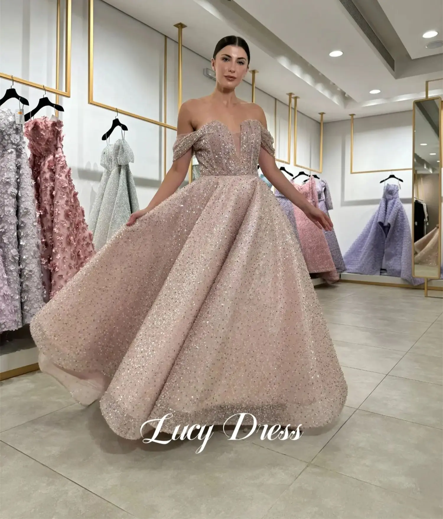 Lucy Elegant Wedding Party Dress Evening Fluffy Mesh Formal Dresses Woman Robe De Soiree Femmes Special Occasions Customized