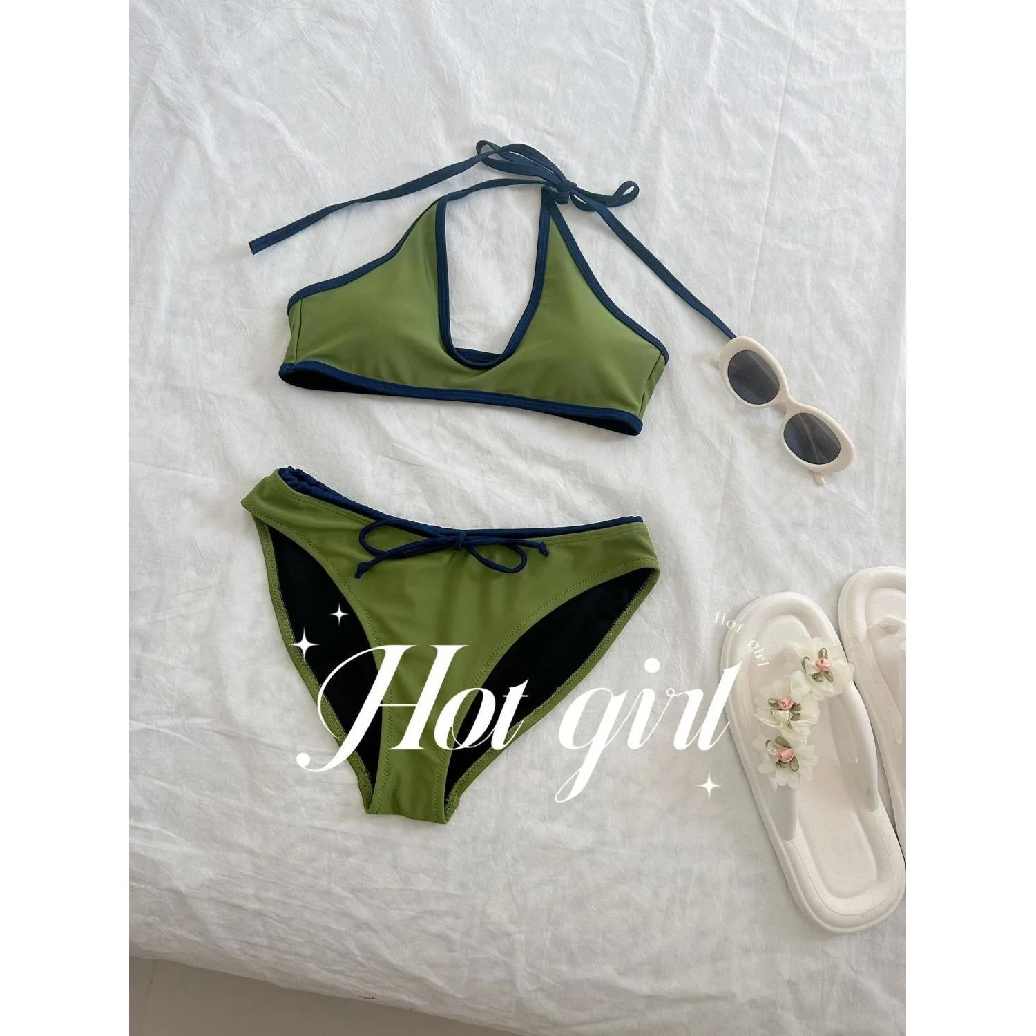 Sexy contrasting bikini, women's high-end new seaside vacation split swimsuit