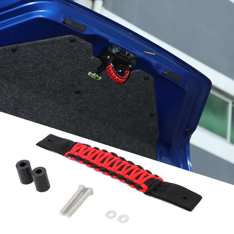 For Subaru WRX Levorg 2022-2026 PVC Rope/Oxford Cloth Car Rear Trunk Tailgate Handle Braided Rope Trim Modification Accessories