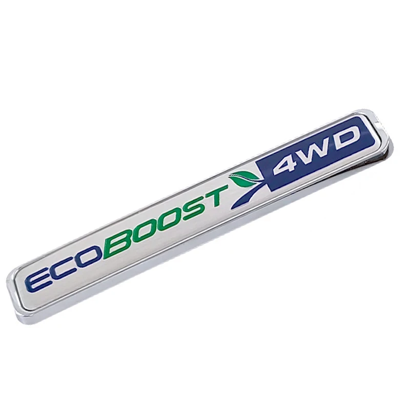 3D Metal Car Rear Trunk Badge Sticker Logo 4WD EcoBoost Emblem For F150 Focus Fiesta Edge Ford Mustang Ecoboost Accessories