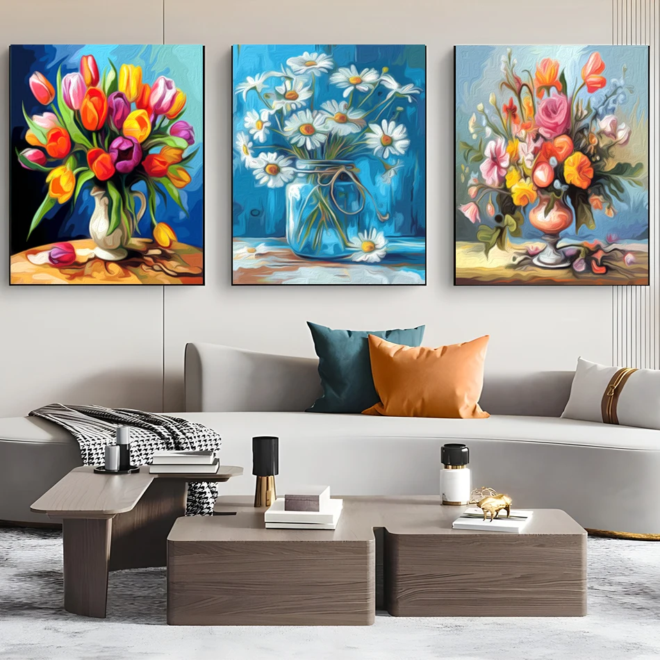 RUOPOTY-Diy Oil Painting By Numbers Flowers Vase Paint Kit Watercolor Picture Frame Markers By Numbers Crafts Acrylic Wall Decor