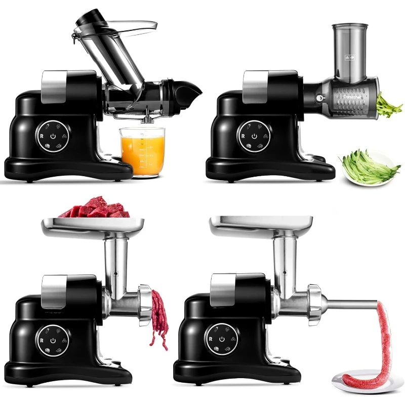 Cold Press Juicer Machines, 5 in 1 Slow Masticating Juicer with Slicer/Shredder Attachment, Juice and Vegetable Extractor