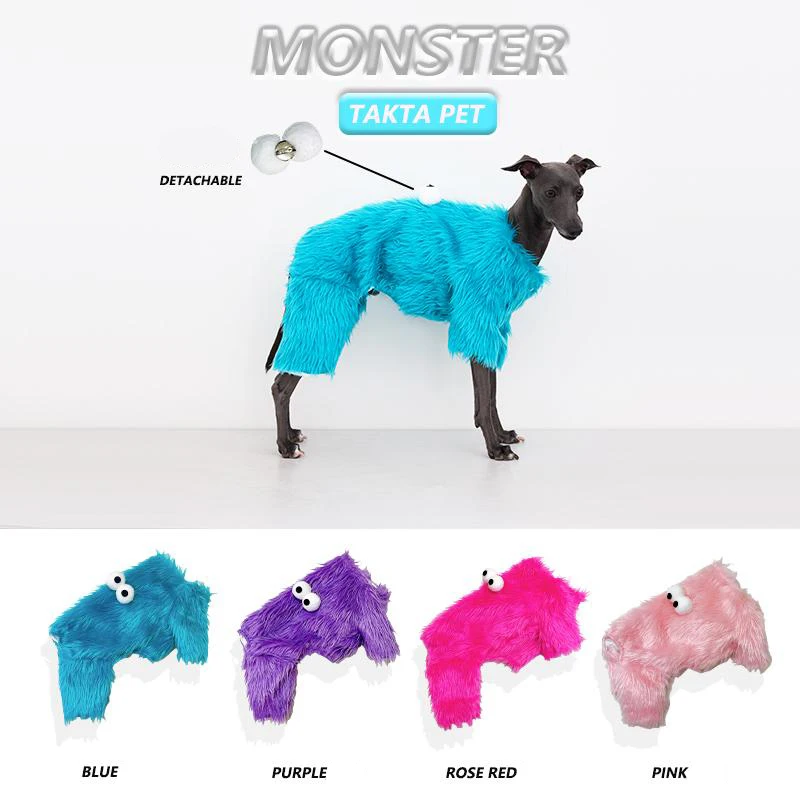 

Fashion Cute Dog Clothes For Italian Greyhound Plush Monster Party Dog Costume for Whipbit Bedlington Small Media Large Dogs