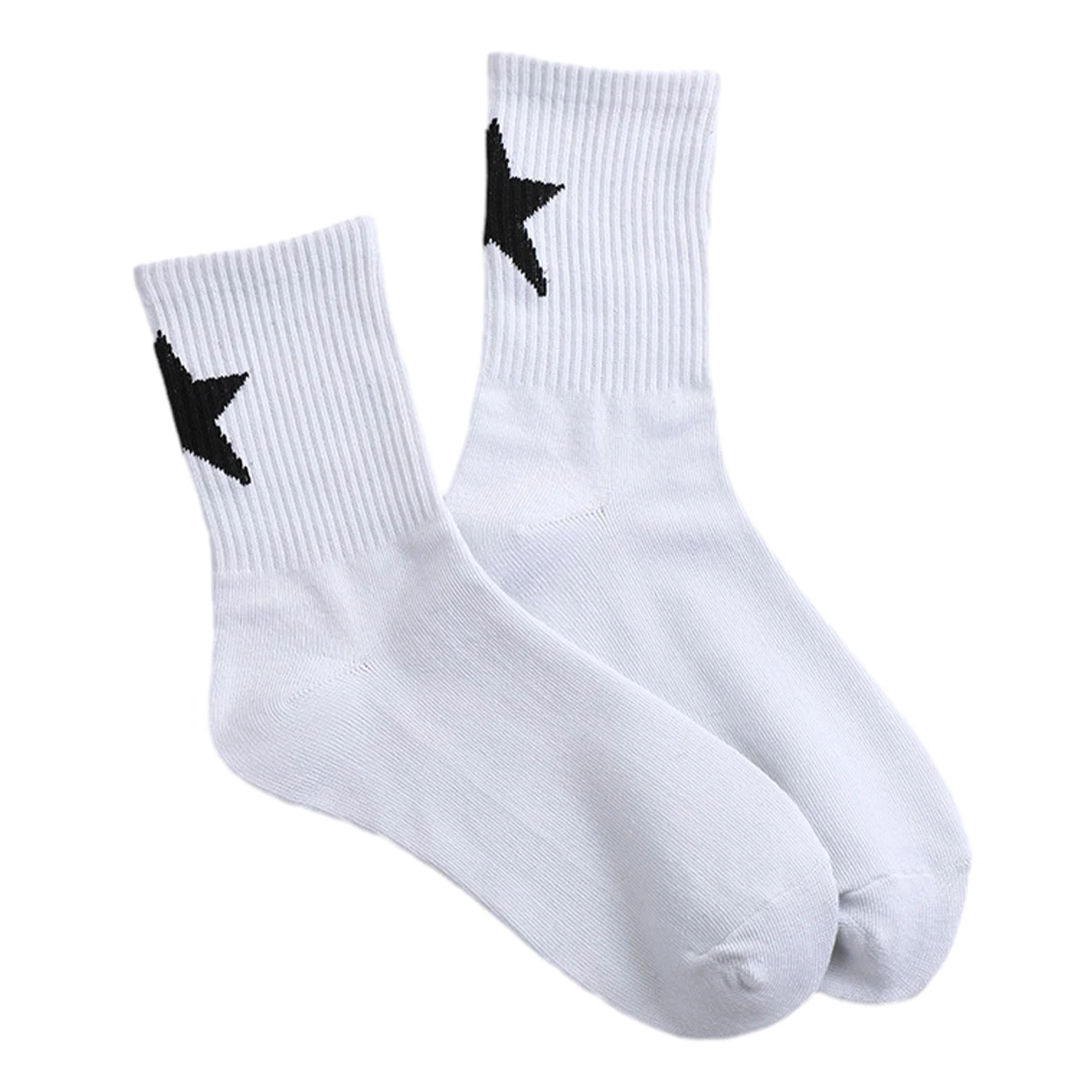 Street Style Five Pointed Star Mid Length Versatile Trend Student Breathable Sports Socks -1 Pair