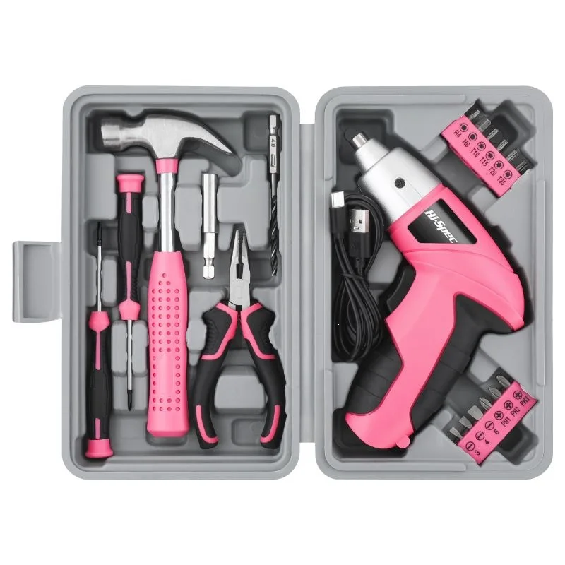 Cordless Electric Screwdriver Tool Kit with 3.6V Rechargeable Screwdriver Bits Pliers Hammer Tape Measure and Hand Tools for