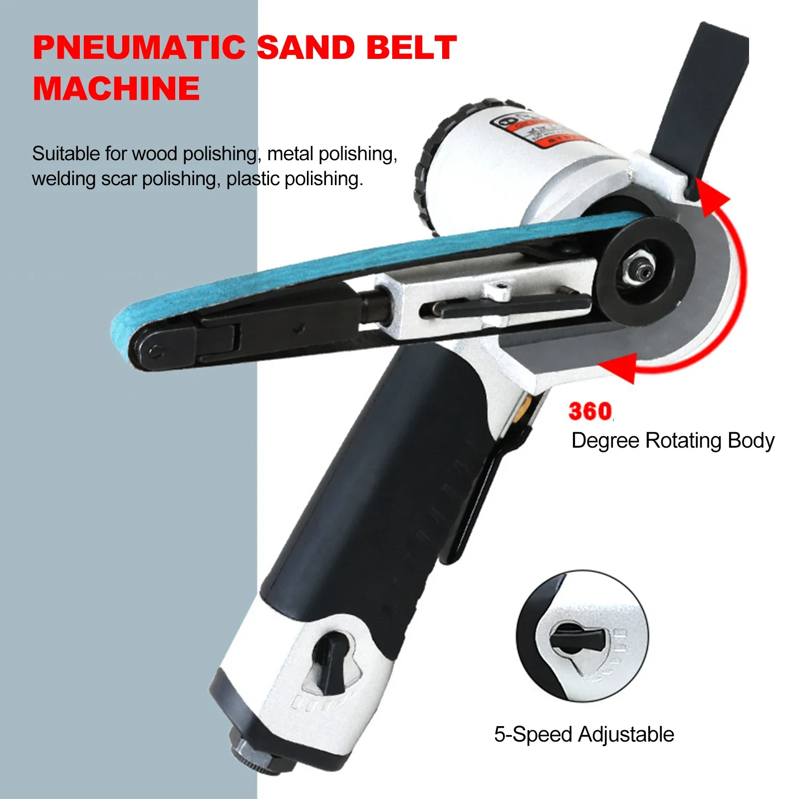 

330x10mm 3/8“ Air Belt Sander Air Compressor Angle Grinder Adjustable Pneumatic Grinding Machine With 2Pcs Sanding Belt