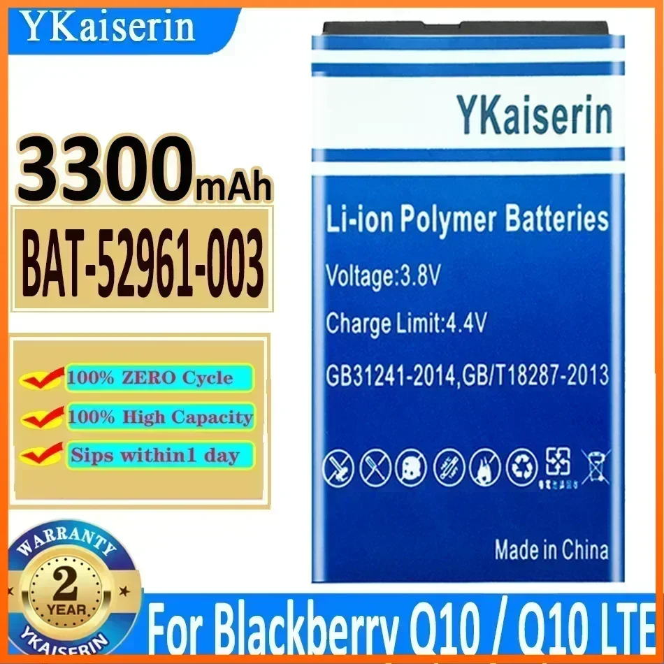 YKaiserin Battery BAT-52961-003 3300mAh For Blackberry Q10 Q 10/ Q 10 LTE / Q10 LTE SQN100-1 Replacement Bateria