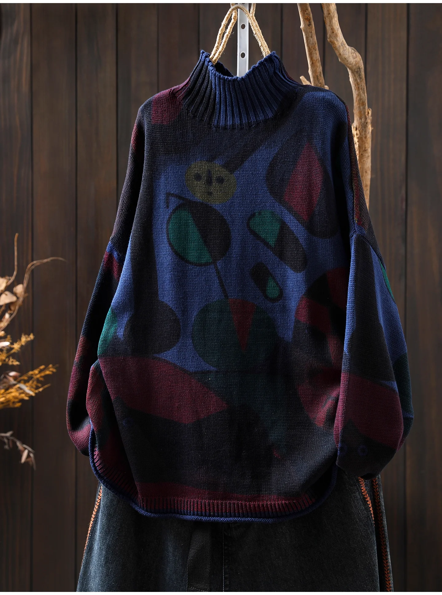 

Winter Fall Vintage Print Women's Korea Fashion Long Sleeve Pullover Sweater Female Good Quality Soft Casual Loose Knitwear Tops