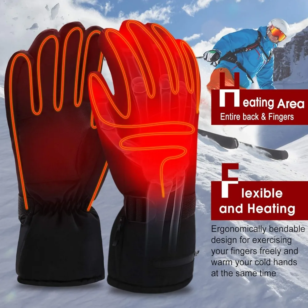 قفازات ساخنة قابلة لإعادة الشحن مع 3 إعدادات لدرجة الحرارة، متوافقة مع شاشة اللمس المقاومة للماء، مثالية للرجال والنساء في الشتاء #4