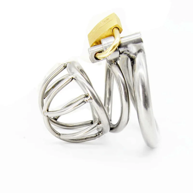 Stainless Steel Chastity Hollow Cage Locking Cage Restraint Ring Metal Chastity Belt Device Penis Ring Sex Toys for Men