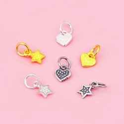 S925 sterling silver Pentagram love pendant bracelet diy beaded crystal silver accessory material
