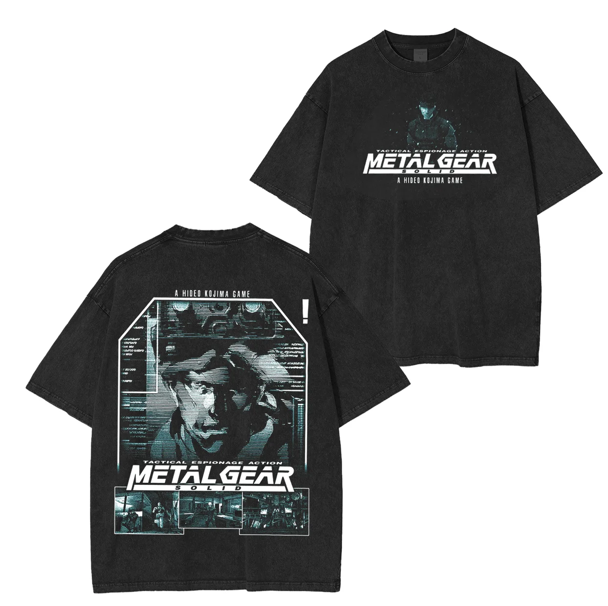 Metal Gear Solid 2 Washed Unisex T-Shirt Men Women High Street Harajuku Short Sleeve Heavy Cotton Comfort Female Male Clothing