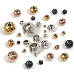 100pcs/lot 3 4 6 8mm Stainless Steel Gold Color Black Spacer Beads Loose Beads DIY Bracelets Necklace Beads for Jewelry Making